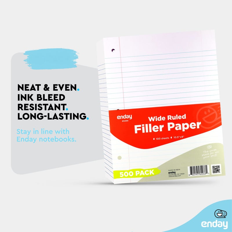 Emraw Wide Ruled Filler Paper  Perfect for Normal Everyday Notetaking 8""x10.5"" x 0.32"" Inch  2 Pack - 100 Sheets Per Pack (Total 200 Sheets) - Image 4